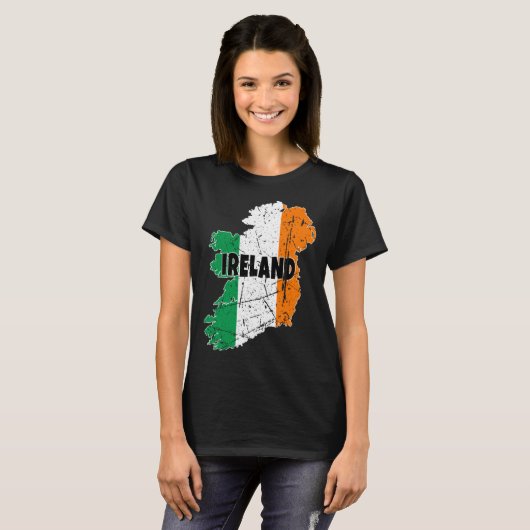 Ierse kaart Vlag Souvenir Distress Ireland Mannen T-shirt (Voorkant volledig)