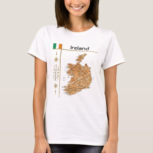 Ierse kaart + vlag + titel T-shirt (Voorkant)