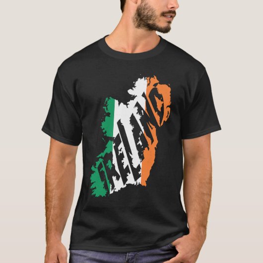 Ierse kaart Word Ierland vlag kleur letters T-shirt (Voorkant)