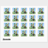 Ierse kabouter en de pot vol goud vierkante sticker (Vel)