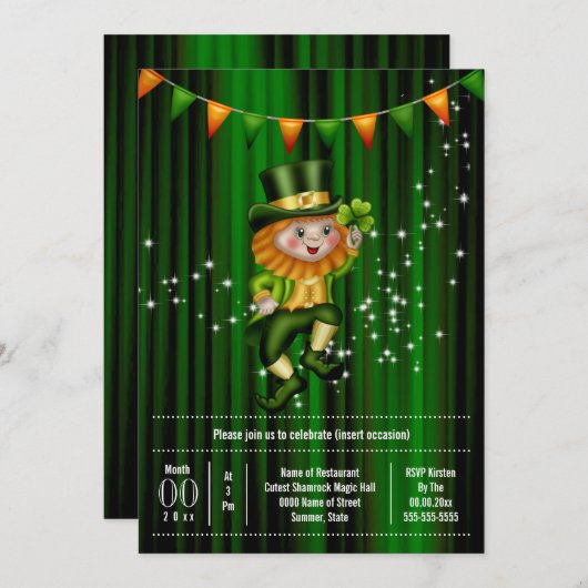 Ierse kabouter jig shamrock bunting vakantie kaart (Voorkant / Achterkant)
