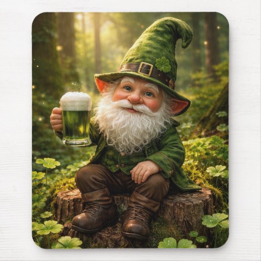 Ierse Kabouter Met Groene Bier Muismat (Voorkant)