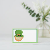 Ierse kabouter met vier klavertjes pet visitekaartje (Staand voorkant)