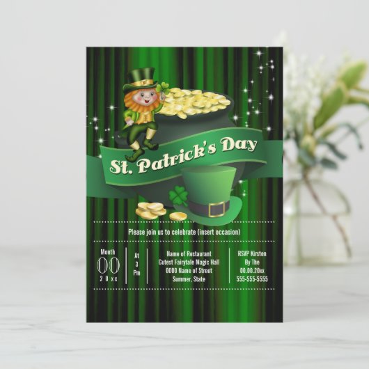 Ierse kabouter pot goud St Patricks vakantie Kaart (Staand voorkant)