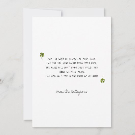 Ierse kabouter pot met goud aangepaste St. Patrick Feestdagenkaart (Achterkant)