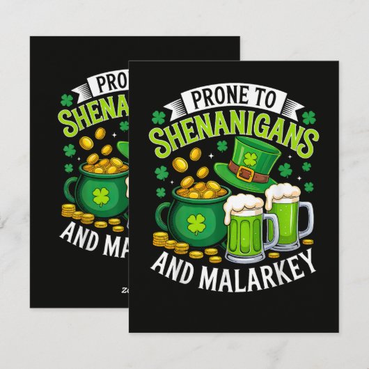 Ierse kabouter St. Patrick vatbaar voor kattenkwaa Feestdagenkaart (Voorkant / Achterkant)