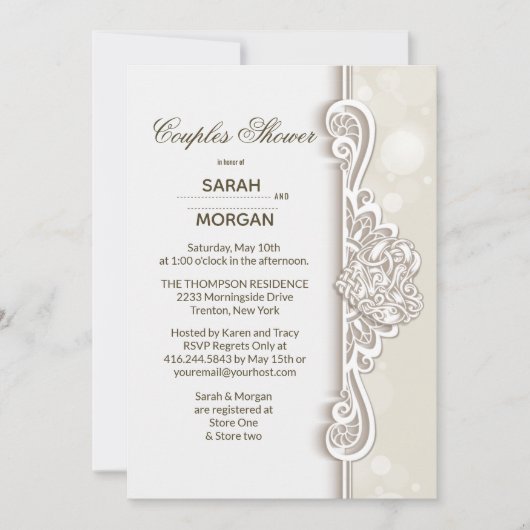 Ierse kant koppels bruiloft douche kaart (Voorkant)