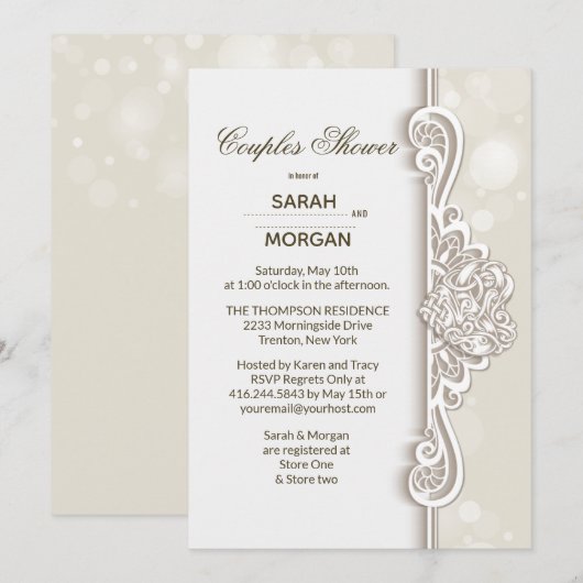 Ierse kant koppels bruiloft douche kaart (Voorkant / Achterkant)