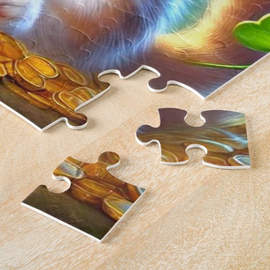 Ierse kat met pot met goud en regenboogpuzzel legpuzzel (Zijkant)