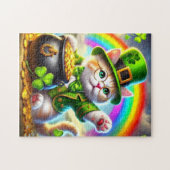 Ierse kat met pot met goud en regenboogpuzzel legpuzzel (Horizontaal)