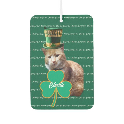 Ierse Kat Vader Shamrock Luchtverfrisser (Voorkant)