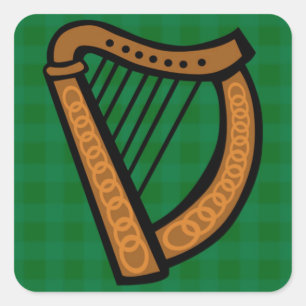 Ierse Keltische Harp Vierkante Sticker