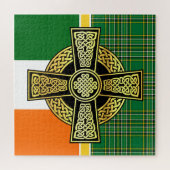 Ierse Keltische kruis/Ierse nationale plaid/vlag Legpuzzel (Horizontaal)