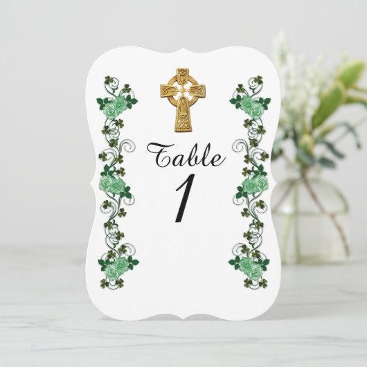 Ierse Keltische Kruis tafelnummerkaart Kaart (Staand voorkant)