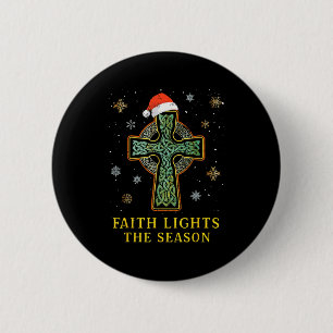 Ierse Keltische Kruisknoop Christelijk Geloof Sint Ronde Button 5,7 Cm