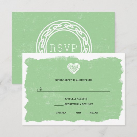 Ierse Keltische RSVP-antwoordkaart menuoptie 3991 RSVP Kaartje (Voorkant / Achterkant)