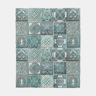 Ierse Keltische Tegels Fleece Deken