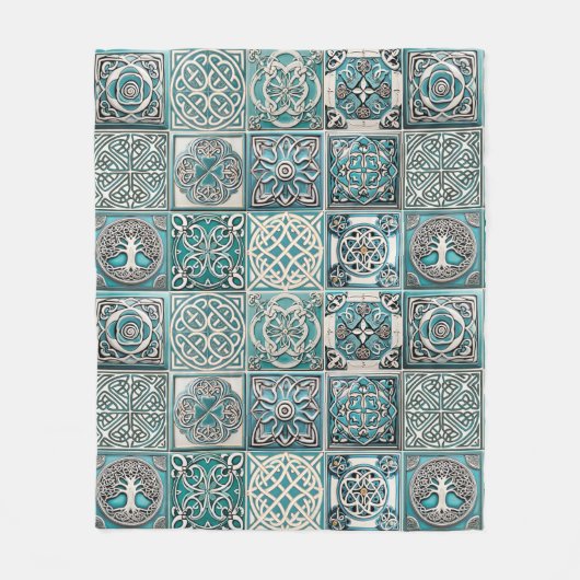 Ierse Keltische Tegels Fleece Deken (Voorkant)