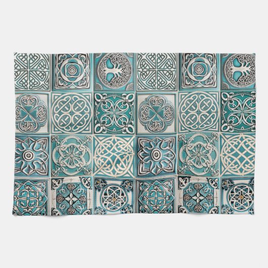 Ierse Keltische Tegels Theedoek (Horizontaal)