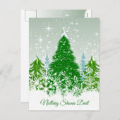 Ierse kerst, besneeuwde groene spar bomen feestdagenkaart (Voorkant / Achterkant)