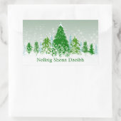Ierse kerst, besneeuwde groene spar bomen rechthoekige sticker (Tas)