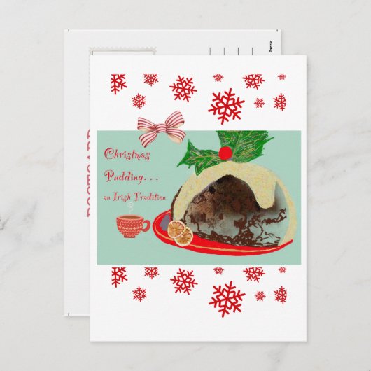 Ierse kerst pudding feestdagenkaart (Voorkant / Achterkant)