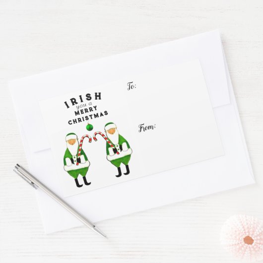 Ierse kerstcadeaulabels rechthoekige sticker (Envelop)