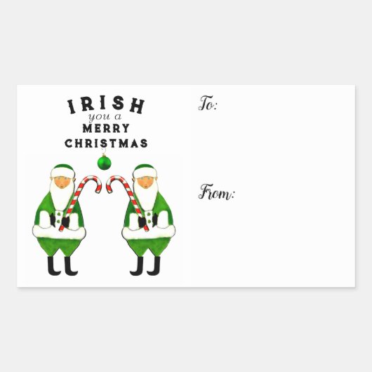 Ierse kerstcadeaulabels rechthoekige sticker (Voorkant)