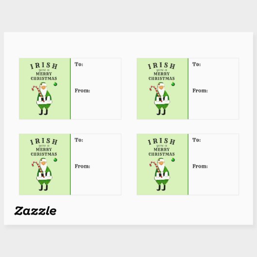 Ierse kerstcadeaulabels rechthoekige sticker (Vel)