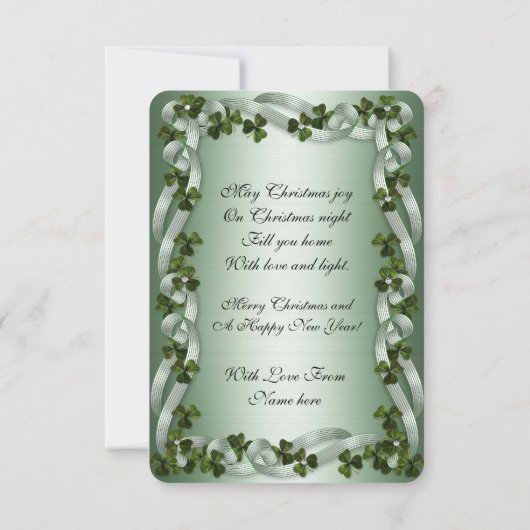 Ierse kerstkaart shamrocks bedankkaart (Achterkant)