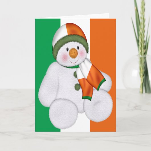 Ierse Kerstman Sneeuwpop Feestdagen Kaart (Voorkant)