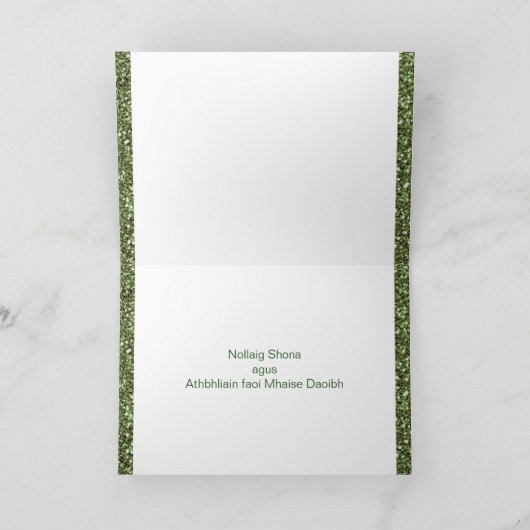 Ierse Kerstmis, gouden sneeuwvlokken, spar Feestdagen Kaart (Binnen)