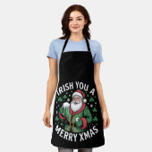 Ierse Kerstmis Merry Xmas Kerstman Bier Shamrock V Schort (Gedragen)