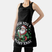 Ierse Kerstmis Merry Xmas Kerstman Bier Shamrock V Schort (Insitu)