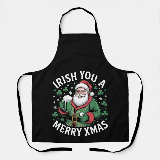 Ierse Kerstmis Merry Xmas Kerstman Bier Shamrock V Schort (Voorkant)
