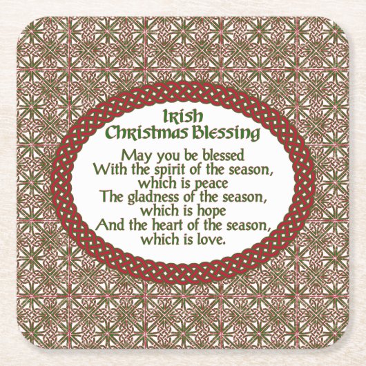 Ierse kerstzegen, rode groene Keltische feestdag Kartonnen Onderzetters (Voorkant)