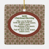 Ierse kerstzegen, rode groene Keltische feestdag Keramisch Ornament (Achterkant)