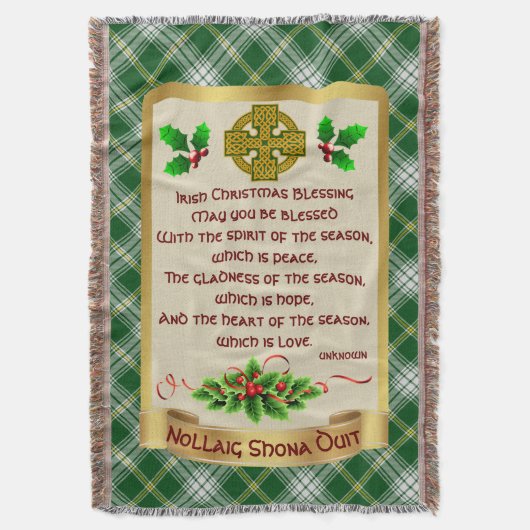Ierse Kerstzegen w/St Patrick Tartan Deken (Voorkant Verticaal)