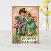Ierse Kinderen Vintage Thema Kaart (Gele Bloem)