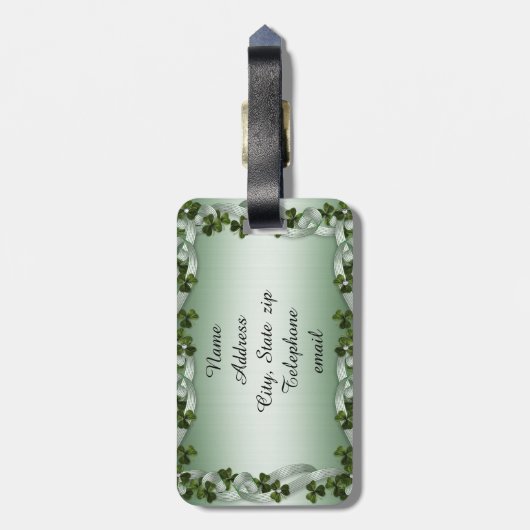 Ierse klaver bagagelabel (Achterkant verticaal)