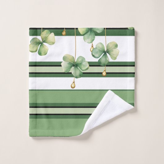 Ierse klaver en groene strepen voor St Paddy's Day Bad Handdoek (Wasdoekje)