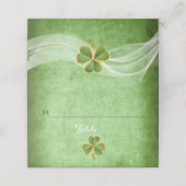 Ierse klaver en sluier bruiloft gevouwen escort ka plaatskaartje (Buitenkant ongevouwen)