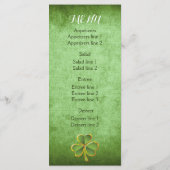 Ierse klaver en sluier bruiloft groen menu kaart (Achterkant)