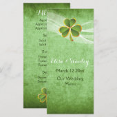 Ierse klaver en sluier bruiloft groen menu kaart (Voorkant / Achterkant)