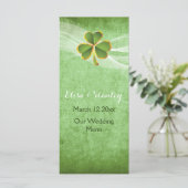 Ierse klaver en sluier bruiloft groen menu kaart (Staand voorkant)