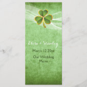 Ierse klaver en sluier bruiloft groen menu kaart (Voorkant)