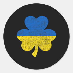Ierse Klaver Geluk Oekraïners Oekraïne Vlag P Ronde Sticker