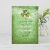 Ierse klaver groen Saint Patrick's Day bruiloft Kaart (Staand voorkant)