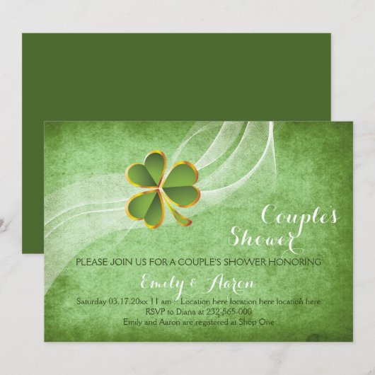 Ierse klaver groene bruiloft koppels douche kaart (Voorkant / Achterkant)