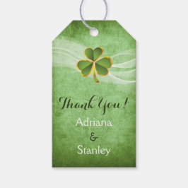 Ierse klaver & sluier bruiloft Dank u Cadeaulabel